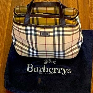Burberry Beige Nova Check Tote with Brown Handles